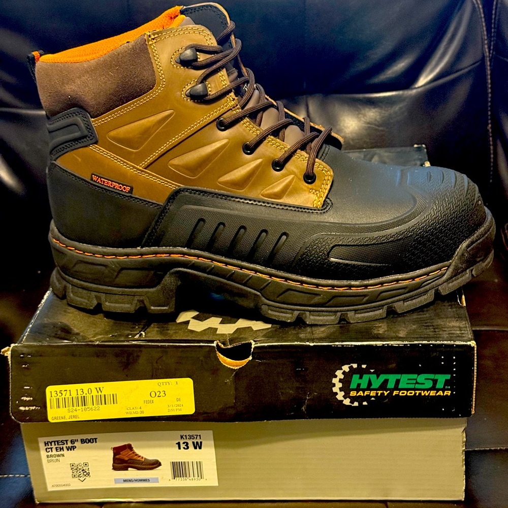 Men's Waterproof Brown and Black Safety Boots